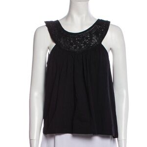 Rana Gill sleeveless ruffle mesh embellishment tank, Size L